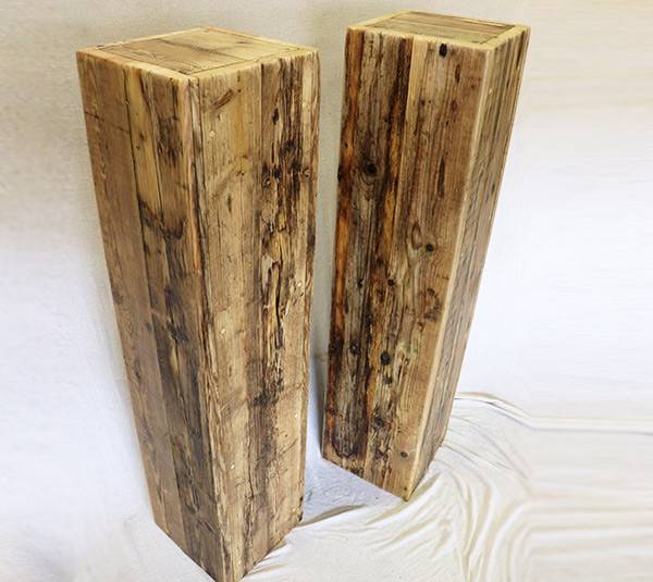 Speaker stands made from reclaimed wood