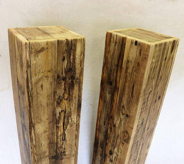 Speaker stands made from reclaimed wood
