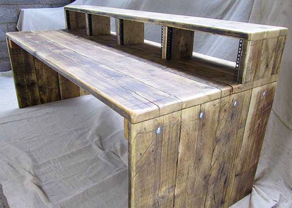 4 bay studio desk made from reclaimed wood