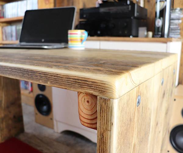 Computer desk made from reclaimed wood